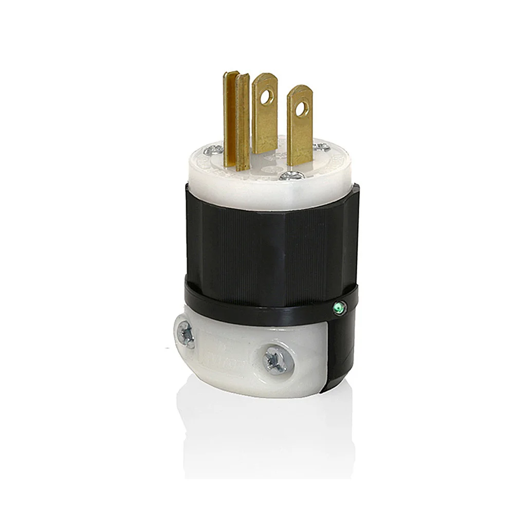 LEVITON 5266-PLC Straight Blade Plug, 5-15P, 15 A, 125VAC, Black/White, 2 Poles, Screw Terminals, 5-15 | CR9HJP 792TM6