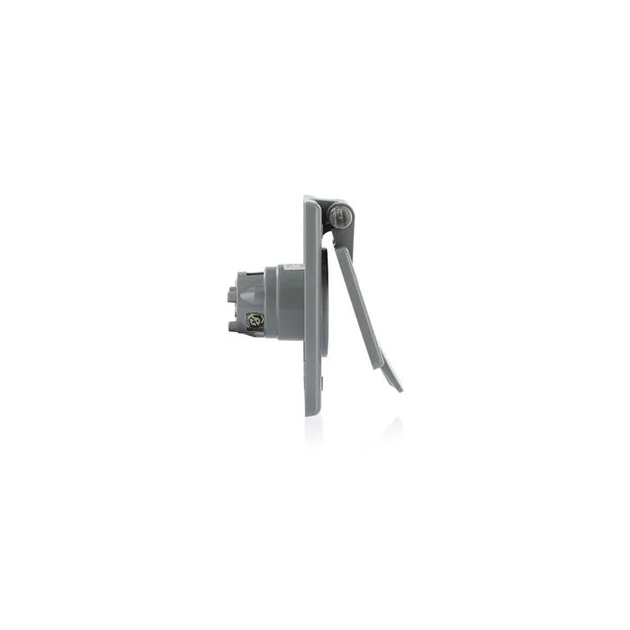 LEVITON 5278-CWP Flanged Receptacle, 5-15P, 15 A, 125 VAC, 2 Poles, Gray, Screw Terminals | CR9GYV 792TM8