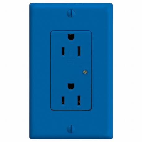 LEVITON 5280-B Receptacle, Decorator Duplex, 5-15R, 125V AC, 15 A, 2 Poles, Blue, Screw Terminals | CR9HPW 792TN0