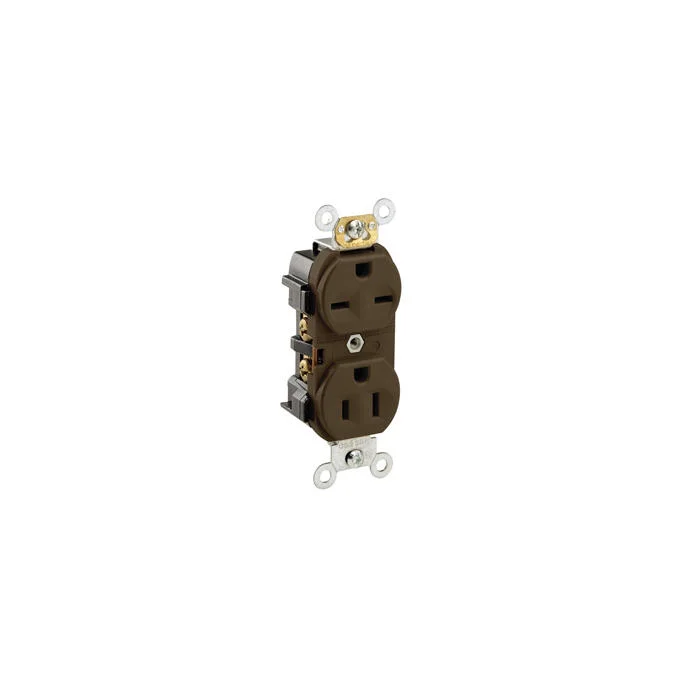 LEVITON 5292 Receptacle, Duplex, 5-15R/6-15R, 125/250V AC, 15 A, 2 Poles, Brown, Screw Terminals | CR9JCE 792TN2