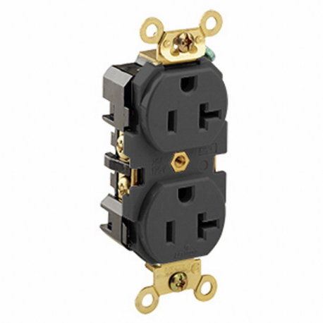 LEVITON 5362-E Receptacle, Duplex, 5-20R, 125V AC, 20 A, 2 Poles, Black, Screw Terminals, Std Protection | CR9HVA 792TR5
