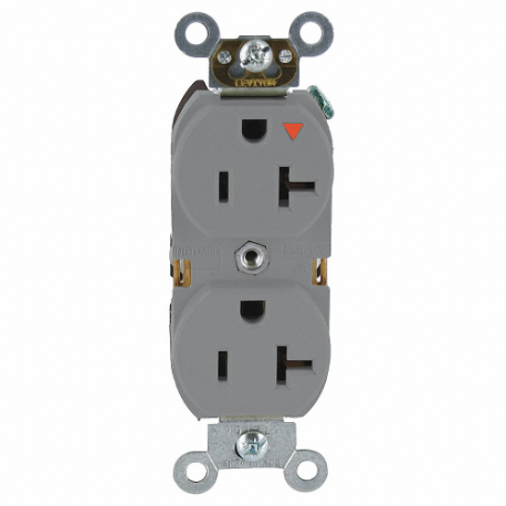 LEVITON 5362-IGG Receptacle, Duplex, 5-20R, 125V AC, 20 A, 2 Poles, Gray, Screw Terminals, Isolated Ground | CR9HVC 792TT0