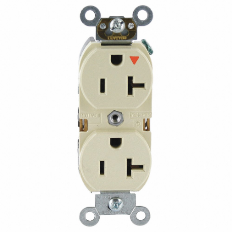 LEVITON 5362-IGI Receptacle, Duplex, 5-20R, 125V AC, 20 A, 2 Poles, Ivory, Screw Terminals, Isolated Ground | CR9HVF 792TT1
