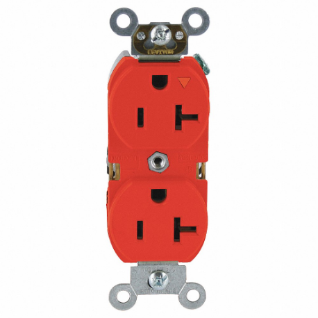 LEVITON 5362-IGR Receptacle, Duplex, 5-20R, 125V AC, 20 A, 2 Poles, Red, Screw Terminals, Isolated Ground | CR9HVK 792TT2