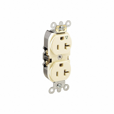 LEVITON 5362-IGT Receptacle, Duplex, 5-20R, 125V AC, 20 A, 2 Poles, Light Almond, Screw Terminals | CR9JBN 792TT3