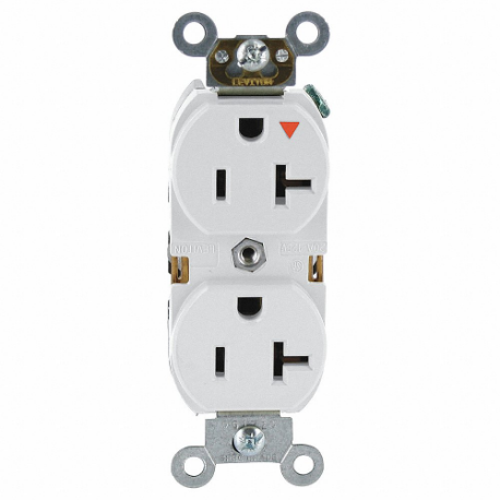 LEVITON 5362-IGW Receptacle, Duplex, 5-20R, 125V AC, 20 A, 2 Poles, White, Screw Terminals, Isolated Ground | CR9HVM 792TT4