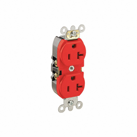 LEVITON 5362-R Receptacle, Duplex, 5-20R, 125V AC, 20 A, 2 Poles, Red, Screw Terminals, Std Protection | CR9HVL 792TT5