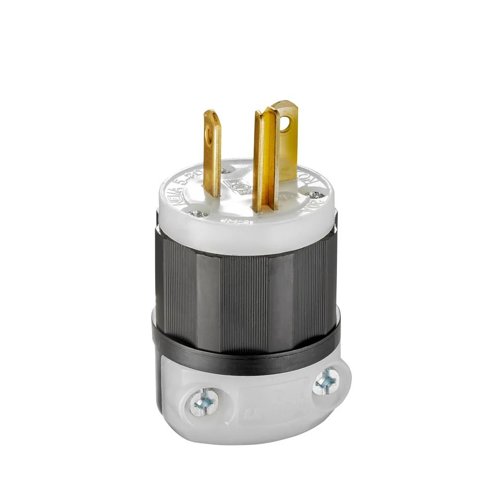 LEVITON 5366-C Straight Blade Plug, 5-20P, 20 A, 125VAC, Black/White, 2 Poles, Screw Terminals, 5-20 | CR9HJY 792TT9