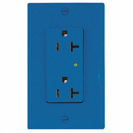 LEVITON 5380-B Receptacle, Decorator Duplex, 5-20R, 125V AC, 20 A, 2 Poles, Blue, Screw Terminals | CR9HQU 792TU7