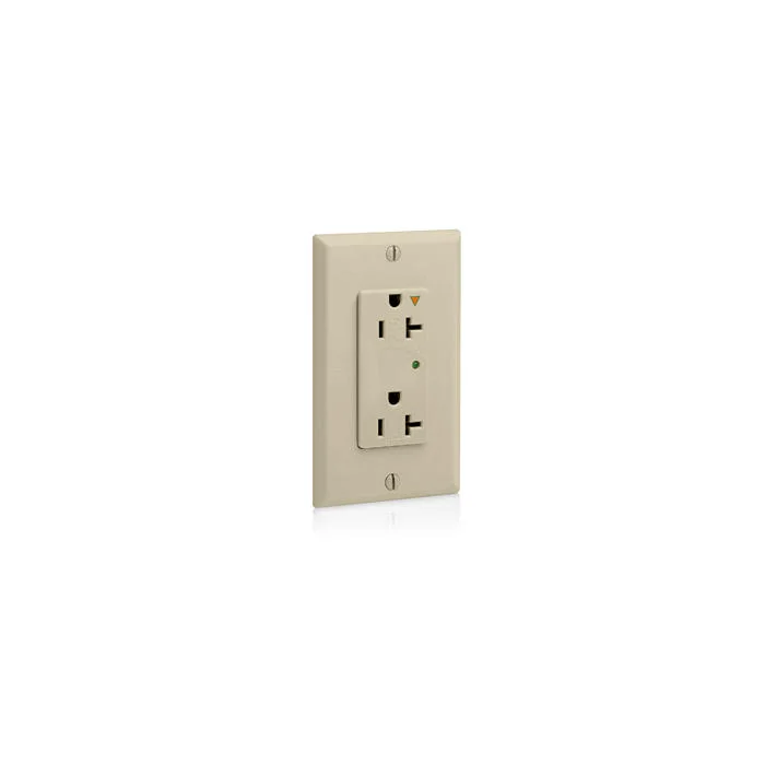 Duplex Straight Blade Surge Protective Receptacle, 20 A, 125 VAC, 2 Poles, 5 kA SCCR, Ivory