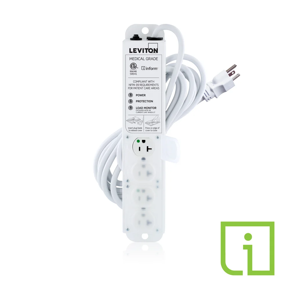 LEVITON 53C4M-2S5 Surge Protected Outlet Strip, 4 Outlets, Hospital Grade, NEMA 5-20P, 15 ft Cord Length | CR9HHG 791EA8