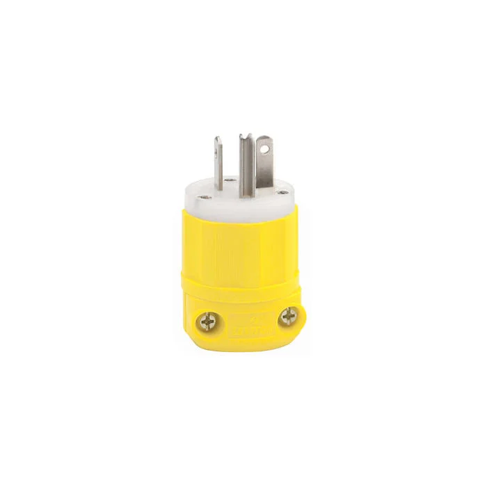 LEVITON 53CM-66C Straight Blade Plug, 5-20P, 20 A, 125VAC, White/Yellow, 2 Poles, Screw Terminals | CR9HKC 792TU9