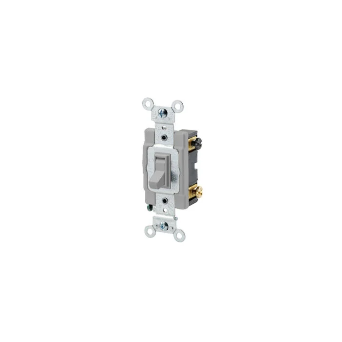Toggle Switch, 4 Way, 120/277 VAC, 15 A, 1/2/2 HP, Gray
