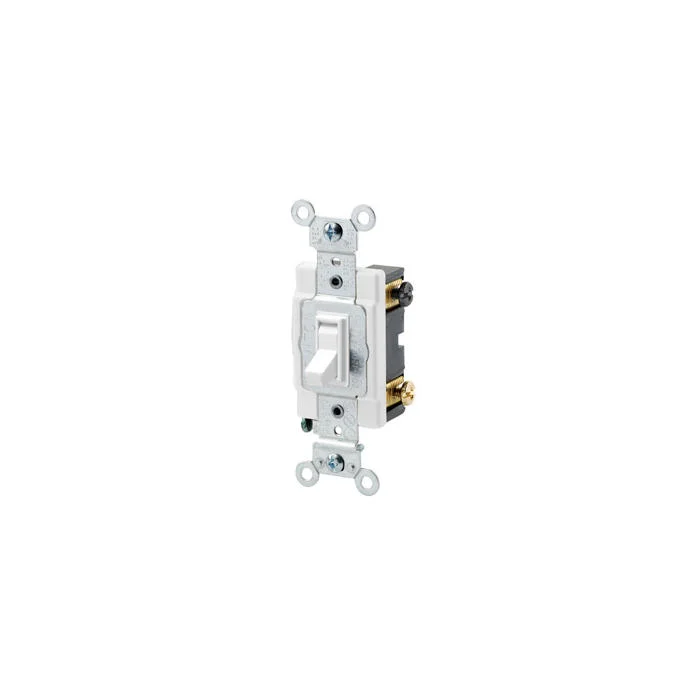 Toggle Switch, 4 Way, 120/277 VAC, 20 A, 1/2 HP, White, 2 Poles