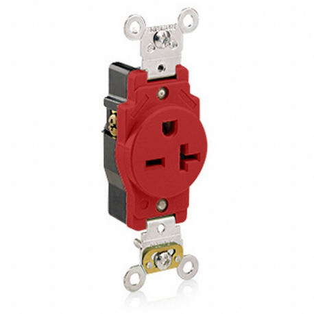 LEVITON 5461-R Receptacle, Single, 6-20R, 250V AC, 20 A, 2 Poles, Red, Screw Terminals, Std Protection | CR9JAB 792TV1