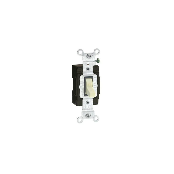 Toggle Switch, 120 VAC, 15 A, Ivory, Side Wired