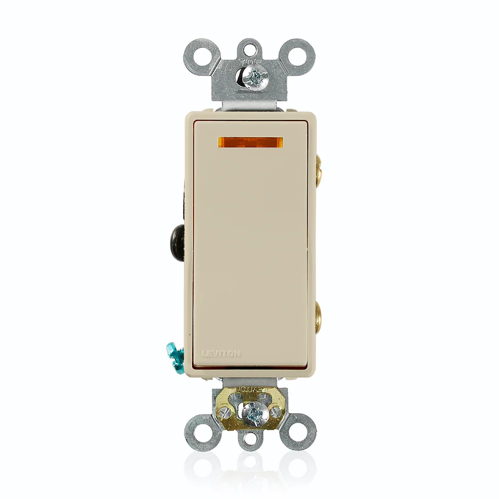 Lighted Handle Self-Grounding Illuminated AC Quiet Switch, 120 VAC, 20 A, 1 HP Power Rating