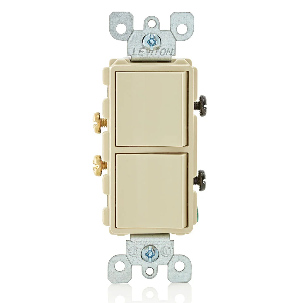 Combination Switch, 15 A, 120/277 VAC, 1 Pole, Ivory