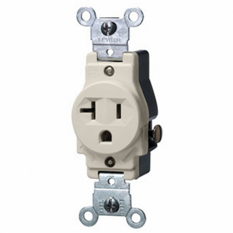 LEVITON 5801-T Receptacle, Single, 5-20R, 20 A, 125V AC, Light Almond, 2 Poles, Screw Terminals | CR9HZQ 792TW1