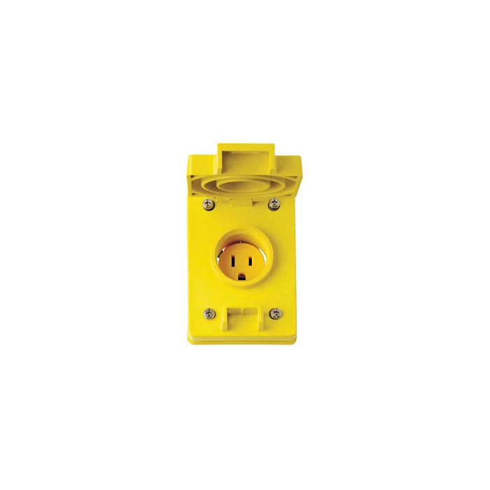 LEVITON 60W47 WatertigHeight Receptacle, Single, 5-15R, 15 A, 125VAC, Yellow, 2 Poles Terminals | CV4QEN 792TW7