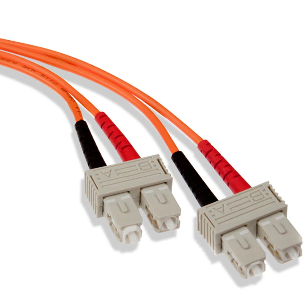 Economy Duplex Multi Mode Fiber Optic Patch Cord, 2 Fiber, 62.5/125 um Core, 3 m L, Beige/Black/Red, SC-SC Connection