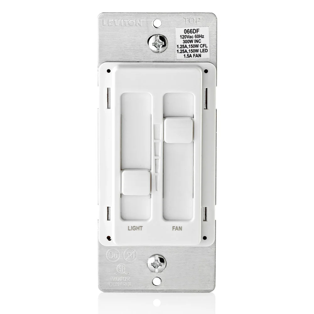 SureSlide Dual Quiet Fan and Light Control, White