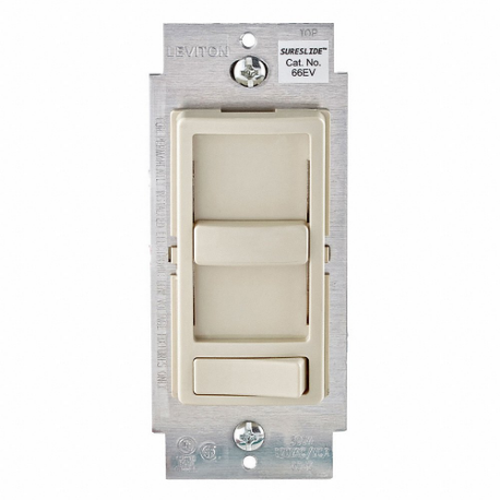 LEVITON 66EV-10T Lighting Di mmer, ELV, 1-Pole/3-Way, 120V AC, 300W, Light Almond | CR9HAY 791DY7