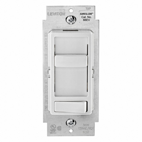 LEVITON 66EV-10W Lighting Di mmer, ELV, 1-Pole/3-Way, 120V AC, 300W, White | CR9HAZ 791DY8