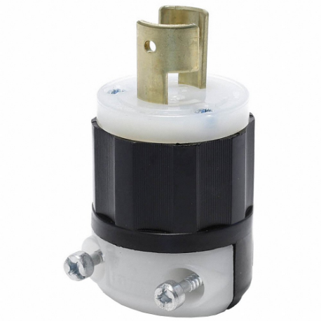 LEVITON 7102-C Locking Plug, L2-20P, 250V AC, 20 A, 2 Poles, Black/White, Screw Terminals, L2-20 | CR9HDJ 792TX6