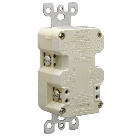 LEVITON 5280-I Receptacle, Decorator Duplex, 5-15R, 125V AC, 15 A, 2 Poles, Ivory, Screw Terminals | CR9HQD 792TN1
