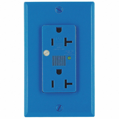 LEVITON 7380-B Receptacle, Decorator Duplex, 5-20R, 125V AC, 20 A, 2 Poles, Blue, Screw Terminals | CR9HQT 792TY3