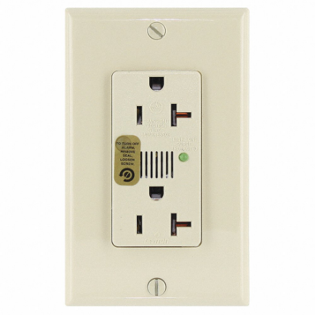LEVITON 7380-I Receptacle, Decorator Duplex, 5-20R, 125V AC, 20 A, 2 Poles, Ivory, Screw Terminals | CR9HQX 792TY4