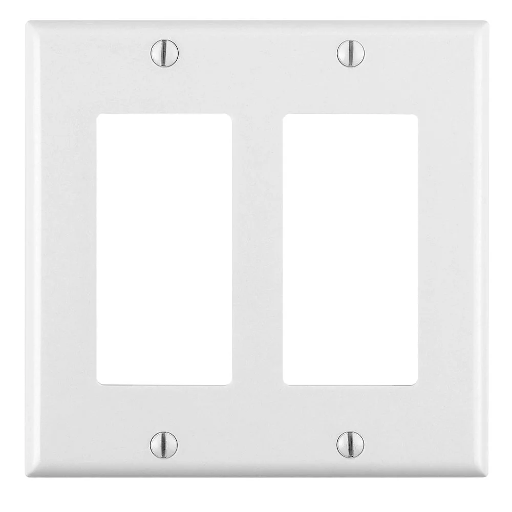 Standard Wallplate, 2 Gangs, White, 4-7/8 in H x 5-3/8 in W, Nylon