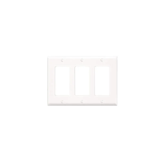 Standard Wallplate, 3 Gangs, White, 4-1/2 in H x 6-3/8 in W, Nylon