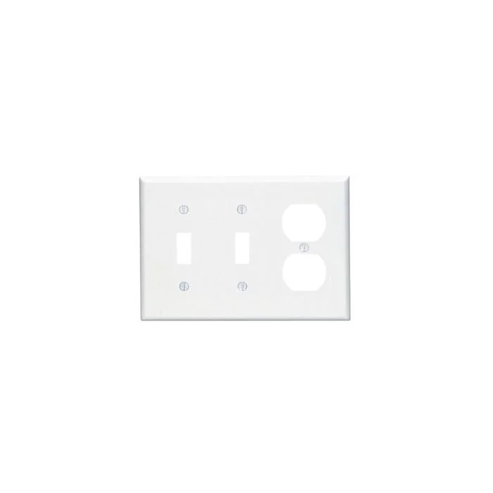 Midway Size Combination Wallplate, 3 Gangs, White, 4-7/8 in H x 6-3/4 in W, Thermoset