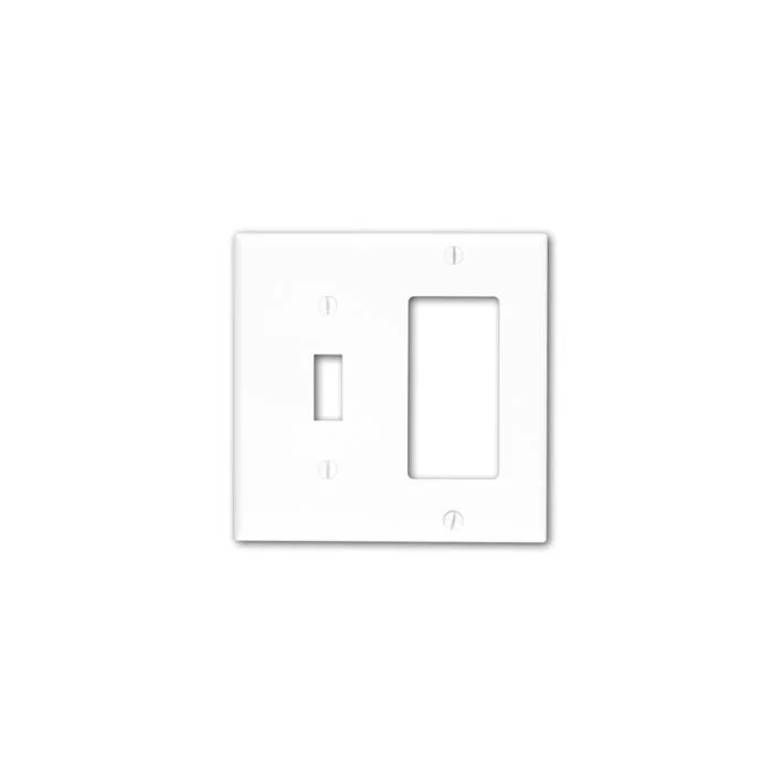 Standard Combination Wallplate, 2 Gangs, White, 4.5 in H x 4.56 in W, White, Thermoplastic