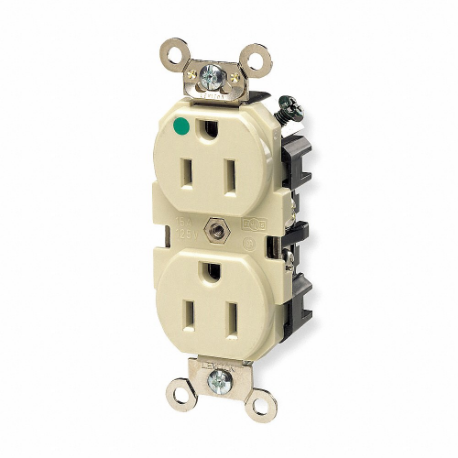 LEVITON 8200-GY Receptacle, Duplex, 5-15R, 15 A, 125V AC, Gray, 2 Poles, Screw Terminals | CR9JAR 792TZ2