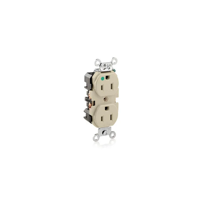 LEVITON 8200-I Receptacle, Duplex, 5-15R, 15 A, 125V AC, Ivory, 2 Poles, Screw Terminals | CR9HUD 792TZ3