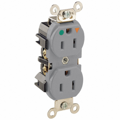 LEVITON 8200-IGG Receptacle, Duplex, 5-15R, 15 A, 125V AC, Gray, 2 Poles, Screw Terminals | CR9HUA 792TZ6