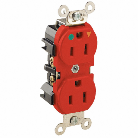 LEVITON 8200-IGR Receptacle, Duplex, 5-15R, 15 A, 125V AC, Red, 2 Poles, Screw Terminals | CR9HUL 792TZ8