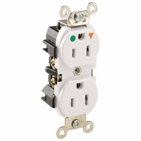 LEVITON 8200-IGW Receptacle, Duplex, 5-15R, 15 A, 125V AC, White, 2 Poles, Screw Terminals | CR9HUT 792TZ9