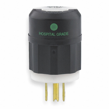 LEVITON 8215-C Straight Blade Plug, 5-15P, 15 A, 125VAC, Black/White, 2 Poles Terminals | CR9HJN 792U08