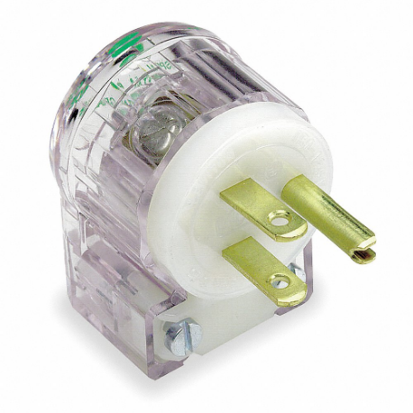 LEVITON 8215-CAT Angle Straight Blade Plug, 5-15P, 15 A, 125VAC, Clear, 2 Poles | CR9JDK 792U09