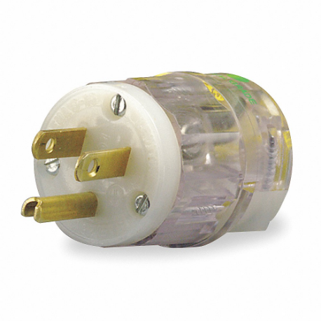 LEVITON 8215-PLC Straight Blade Plug, 5-15P, 15 A, 125VAC, Clear, 2 Poles Terminals, Hospital Grade | CR9HJR 792U11