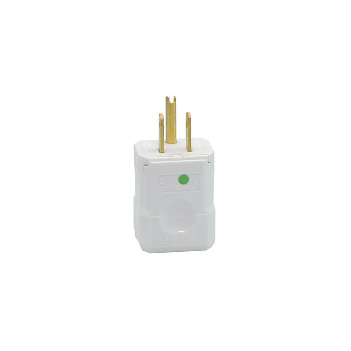 Cable Mount Grounding Straight Blade Plug, 125 VAC, 15 A, 2 Poles, 3 Wires, White