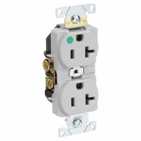 LEVITON 8300-HGY Receptacle, Duplex, 5-20R, 20 A, 125V AC, Gray, 2 Poles, Screw Terminals | CR9HWE 792U16