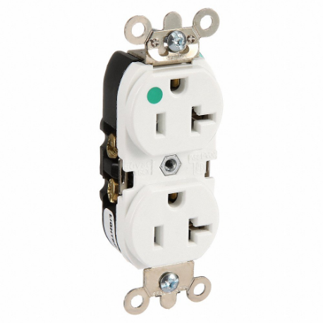 LEVITON 8300-HLW Receptacle, Duplex, 5-20R, 20 A, 125V AC, White, 2 Poles, Screw Terminals | CR9HXR 792U20