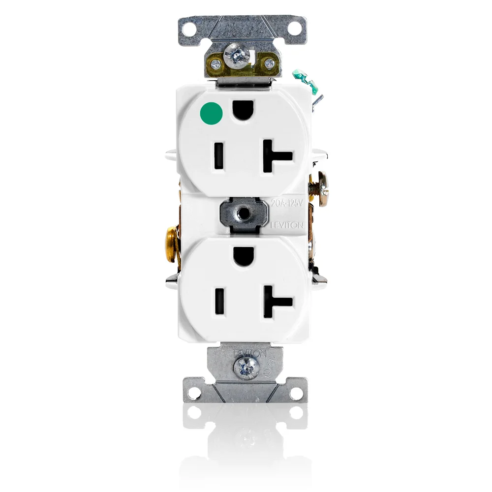 LEVITON 8300-HW Receptacle, Duplex, 5-20R, 20 A, 125V AC, White, 2 Poles, Screw Terminals | CR9HXU 792U22