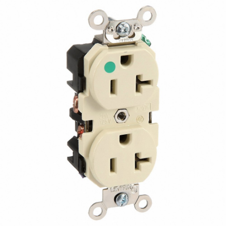 LEVITON 8300-I Receptacle, Duplex, 5-20R, 20 A, 125V AC, Ivory, 2 Poles, Screw Terminals | CR9HWT 792U23