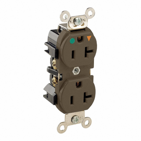 LEVITON 8300-IGB Receptacle, Duplex, 5-20R, 20 A, 125V AC, Brown, 2 Poles, Screw Terminals | CR9HVY 792U24